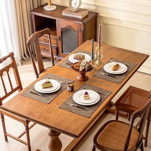 KXN Placemats Set of 4, Durable Dual-Layer Fabric Table Mats, Burlap - color: Burlap