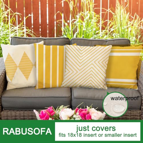 Outdoor Pillows Covers 18x18 Waterproof,Yellow and Beige Set of 4(No Insert - color: Yellow and Beige, size: 18" x 18" (Pack of 4)