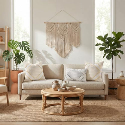 Mecatny Boho Outdoor Throw Pillow Covers 16x16 Set of 2 Black & Cream White - color: Black, size: 16" x 16" (Pack of 2)
