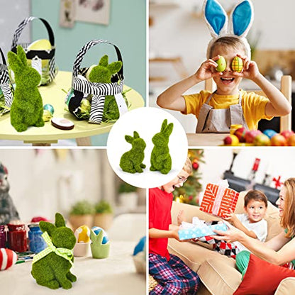 Easter Bunny Decorations,Resin Moss Bunny Figurine,Garden Artificial Moss Rabbit Easter Décor Party Favors Gifts(Medium Stand) - size: Medium Stand