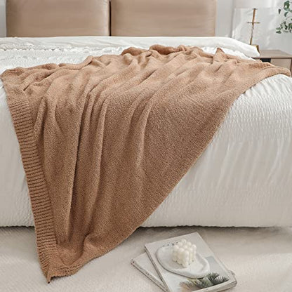 bearberry Knit Throw Blanket 40x50 Camel Super Soft Plush for Couch - color: Camel, size: Kids(40″x50″)