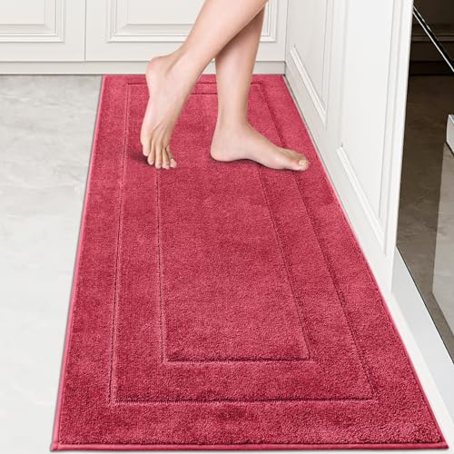 PURRUGS Kitchen Runner Rug, Kitchen Mat, 24" x 59", Burgundy Red - color: Burgundy Red, size: 24" X 59"