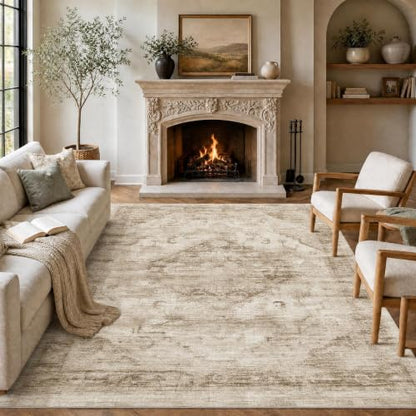 Garvee Beige Boho Washable 5x7 Area Rug for Bedroom Living Room - color: Beige, size: 5' x 7' (Rectangular)