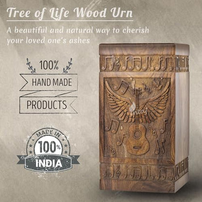 Guitar Wings Keepsake Urns for Human Ashes, Set of 4, Rosewood - color: Rosewood, size: Keepsake Set of 4 (20 Cu In Each)