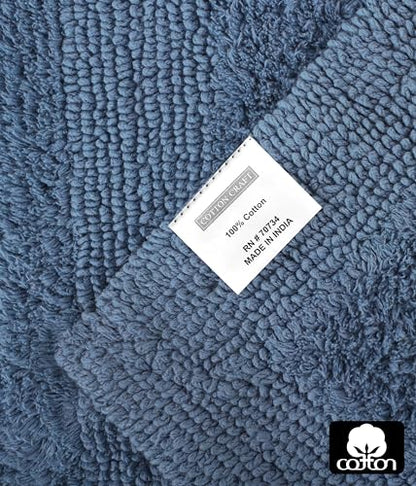 COTTON CRAFT Bath Rugs - 2 Pack Large 20x30 Plush Bath Mats - Azure Blue - color: Azure Blue, size: 20x30 Inches