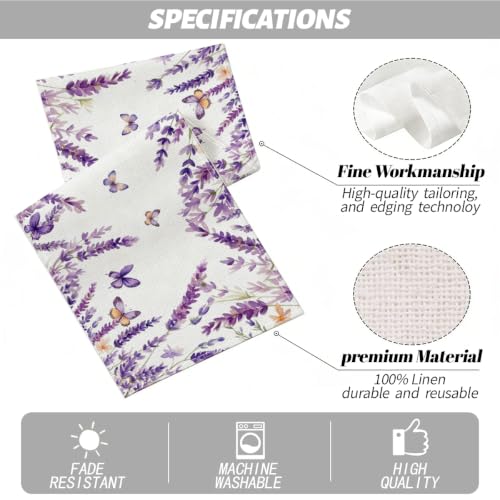 Purple Lavender Floral Butterflies Spring Table Runner, Purple Decor - color: Watercolor Lavender