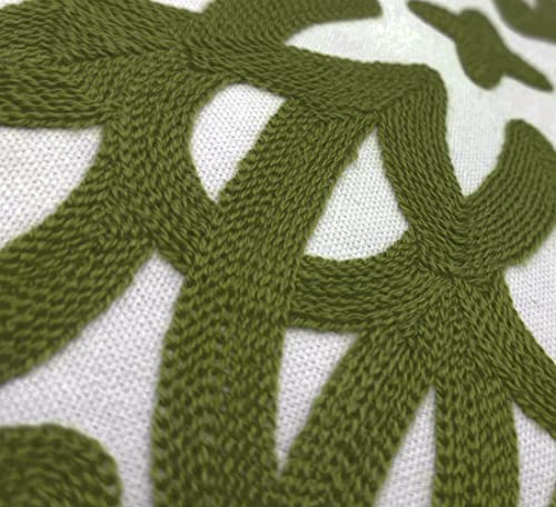 Alysheer Boho Embroidered Throw Pillow Cover 18"x18" Set of 2, Olive Green - color: Olive Green, size: 18" x 18" (Pack of 2)