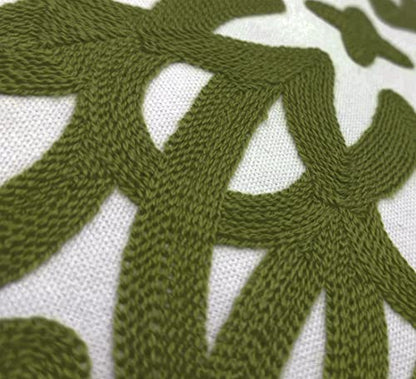 Alysheer Boho Embroidered Throw Pillow Cover 18"x18" Set of 2, Olive Green - color: Olive Green, size: 18" x 18" (Pack of 2)