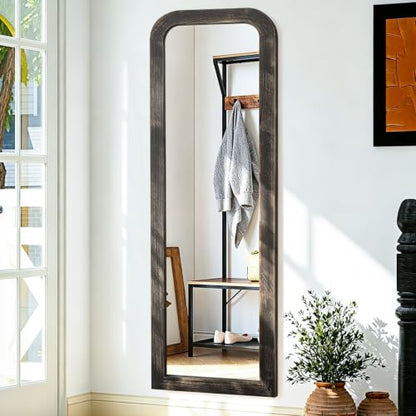 AAZZKANG Hanging Mirror Full Length Large Rectangle Wooden Framed 43"x14" - color: Pitchdark, size: 43"L x 14"W