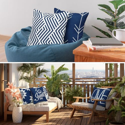 Flutesan 12 Pcs Pillow Covers 18x18 Geometric Linen for Couch, Blue - color: Blue