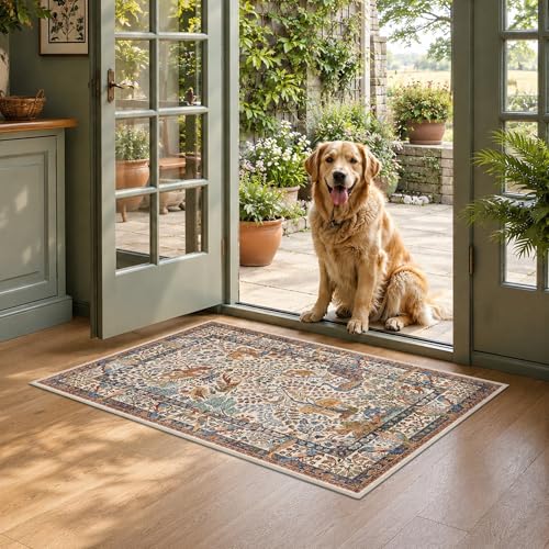 2x3 Indoor Door Mat Animals Print Non-Slip Washable Entryway Rug - color: Beige, size: 2' x 3' (Rectangular)