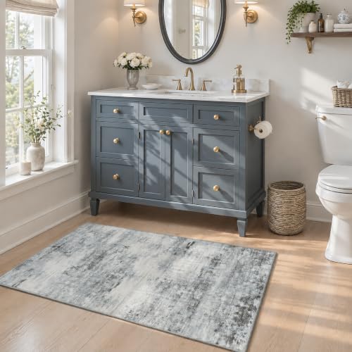 Toneed Washable 2x3 Grey Area Rug with Non-Slip Backing for Entryway - color: Light Neutral Gray, size: 2' x 3' (Rectangular)