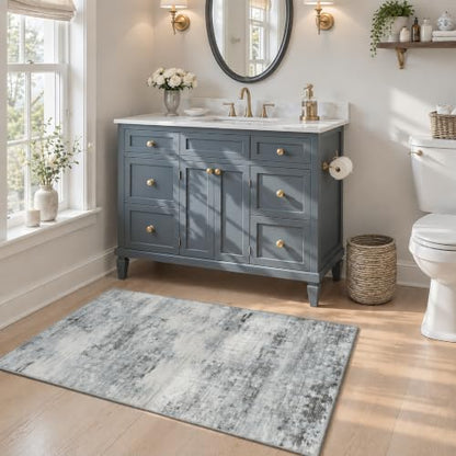 Toneed Washable 2x3 Grey Area Rug with Non-Slip Backing for Entryway - color: Light Neutral Gray, size: 2' x 3' (Rectangular)