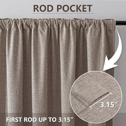 100% Blackout Curtain 96 inch Length Faux Linen (W100 x L96, Beige) - color: Beige, size: 100"W x 96"L (Pack of 1)