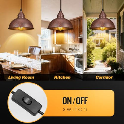 Plug in Pendant Light, 15FT Hanging Lights, On/Off Switch - color: Brown