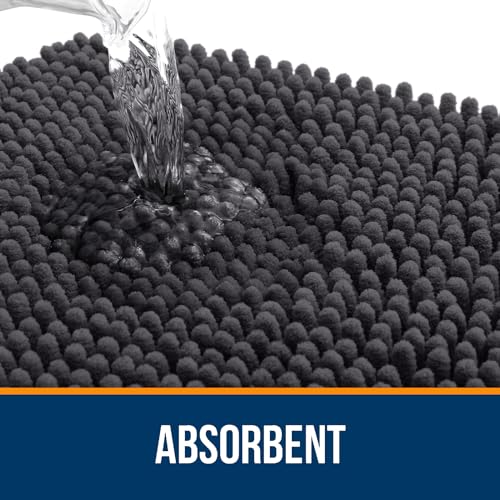 OLANLY Toilet Rugs U-Shaped 20x20, Soft Absorbent Chenille Contour Rugs - color: Dark Grey, size: 20" X 20" Contour Rug