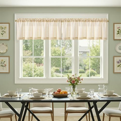 jinchan Linen Boxter Stripe Valances for Window 50 x 16 inch,Yellow,1 Panel - color: Boxter Stripe | Mustard Yellow on Linen, size: 50"W x 16"L (Pack of 1)