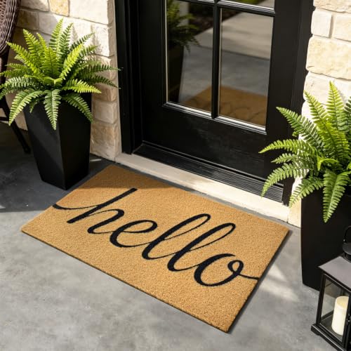 Front Door Mat Outside Non-Slip Welcome Doormat (Hello, 17x29 in) - color: Hello