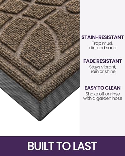 DEXI Front Door Mat Outside Entrance 24x36, Heavy Duty Non Slip, Brown - color: Brown, size: 24" X 36" (Rectangular)