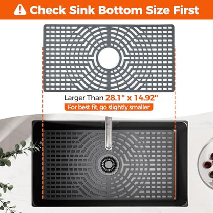 Snuggery Silicone Sink Protector for Kitchen Sink, 28"x15" Center Drain - size: 28x15 center