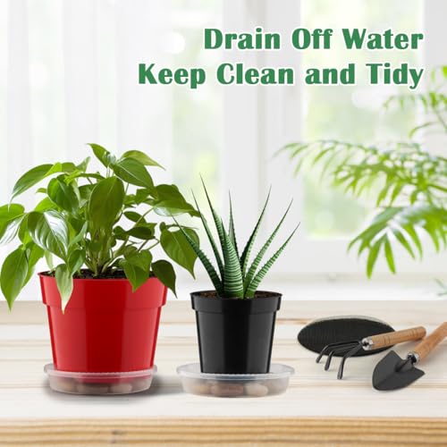 RooTrimmer 20 Pack 6 Inch Plant Pots, Thickened Plastic Flower Pots with 20 Pcs Water Collecting Trays, 20 Soil Block Mesh Pads, Red - color: Red, size: 6 Inch 20 Pack
