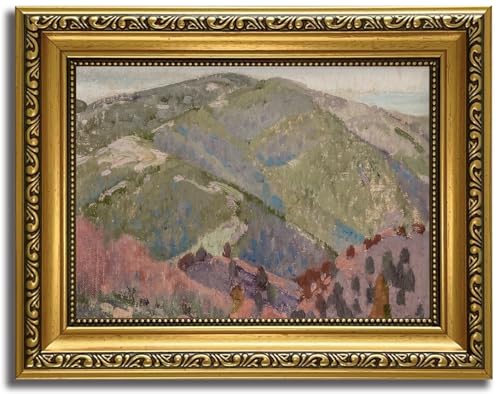 HNNXAR Gold Framed Wall Art Vintage Abstract Mountain Wall Canvas Art Decor Landscape Paintings Pastel Hills Pictures Neutral Prints Cottagecore Artwork for Bedroom Living Room - color: Mountain, size: 10"L x 8"W
