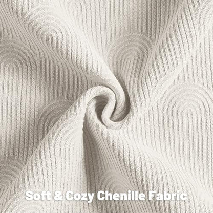 FUTEI Pack of 2 Chenille Throw Pillow Covers 16x16 Inch,Cream - color: Cream, size: 16" x 16" (Pack of 2)