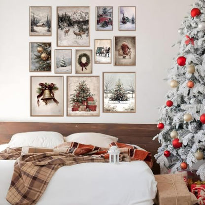 KBKBART 12pcs Christmas Wall Art Prints, Winter Holiday Canvas Art Prints - color: Christmast Prints Set