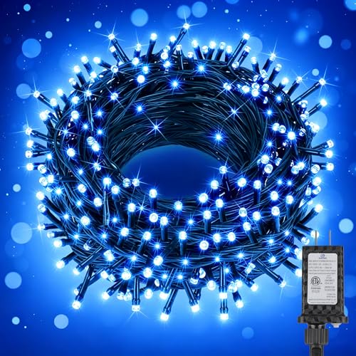 Extra Long 132ft Christmas Decorative Mini Lights, 400 LED Green Wire Fairy Starry String Lights Plug in, Timer & Memory & 8 Modes, for Indoor Outdoor Xmas Tree Wedding Party Decoration,Blue - color: Blue, size: 132FT 400LED