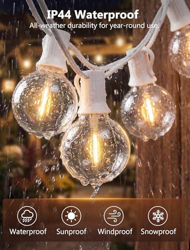 25Ft G40 LED White Outdoor String Lights with 27 Shatterproof Globe Bulbs - color: White, size: 25Ft