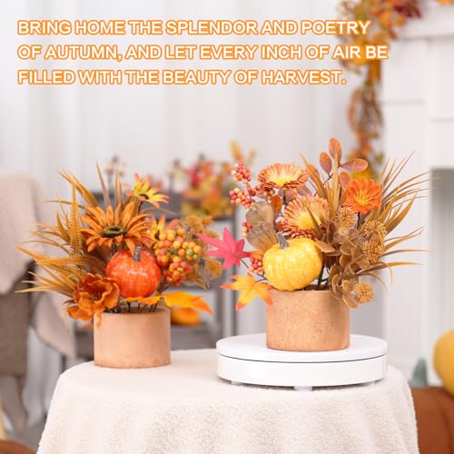 2PCS Fall Artificial Maple Pumpkin Table Centerpieces Home Decorations