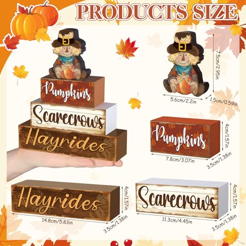 4 Pcs Fall Decor for Home Thanksgiving Scarecrow Table Centerpiece - style: Scarecrow