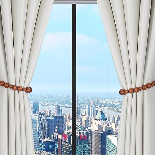 2 Pieces Curtain Tieback Wood Bead Curtain Tiebacks Curtain Holdbacks for Wall Curtain Ties Window Treatment Curtain Tie Backs with Hooks Curtain Pull Backs (Coffee,2) C-1 - color: Coffee