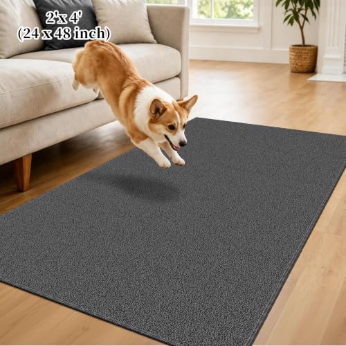 Waterproof 3x5 Small Area Rug Non Slip for Dogs Joint-Friendly, Black/Gray - color: Sky Black, size: 3' x 5' (Runner)