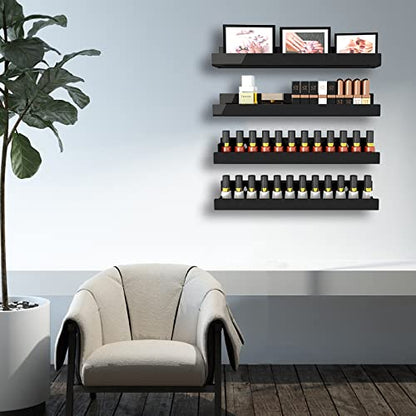 8 Pack 15 Inch Black Acrylic Floating Wall Shelves, Kids Bookshelf - color: 15in-black- 8 Pack
