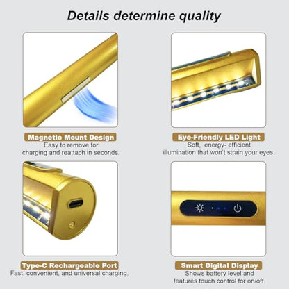 14-Inch Battery Operated Picture Light, Gold Finish Rechargeable Art Light - color: Brass