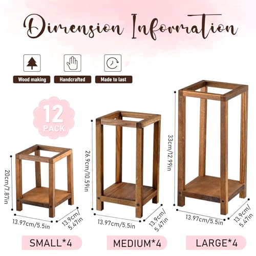 Geelin 12 Set Wooden Wedding Lanterns,7.87'', 10.59'', 12.99'',Wood Color - color: Wood Color, size: 7.87", 10.59", 12.99"