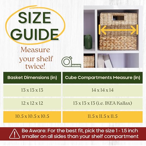 CHI AN HOME 11x11 Wicker Storage Cubes Storage Baskets For Shelves Set 4 - size: 10.5x10.5x10.5