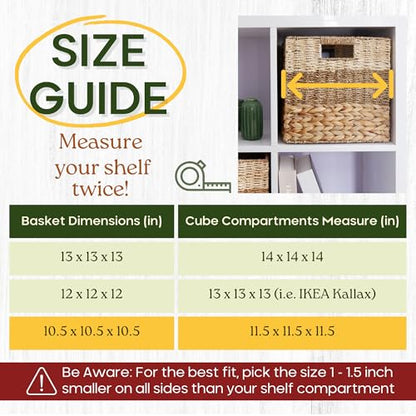 CHI AN HOME 11x11 Wicker Storage Cubes Storage Baskets For Shelves Set 4 - size: 10.5x10.5x10.5