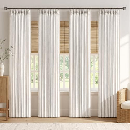 MIULEE 4 Panels Set Pinch Pleated Linen Curtains 96 Inch Long Natural - color: Natural, size: 40"W x 96"L (Pack of 4)
