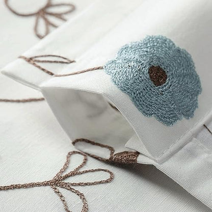 VOGOL Linen Textured Window Valance, Blue Flower Pattern, 42 x 18, 1 Panel - color: Blue, size: 42"W x 18"L (Pack of 1)