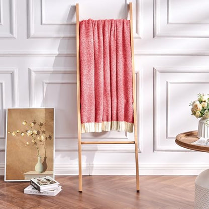 CozeCube Reversible Knitted Throw Blanket, Red White Melange 50"x60" - color: M-christmas Red, size: 50"x60"