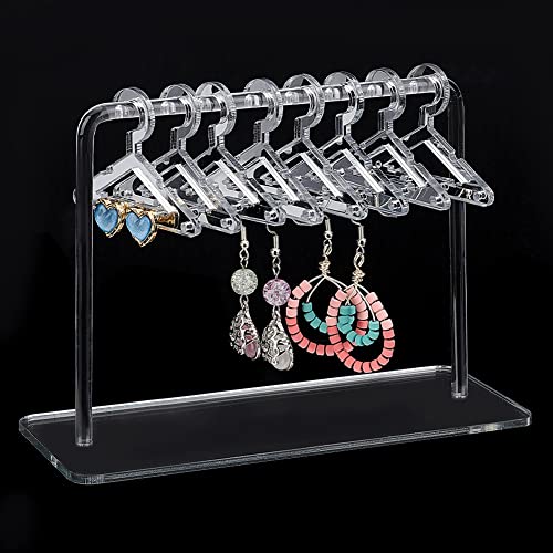 PH PandaHall Coat Hanger Earring Holder, Jewelry Display Dangle Earring Hanging Organizer Mini Earring Necklace Hanger Ear Studs Display Rack for Retail Show Personal Exhibition, 2.3x5.9x4.2inch - color: Silver