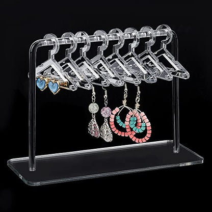 PH PandaHall Coat Hanger Earring Holder, Jewelry Display Dangle Earring Hanging Organizer Mini Earring Necklace Hanger Ear Studs Display Rack for Retail Show Personal Exhibition, 2.3x5.9x4.2inch - color: Silver