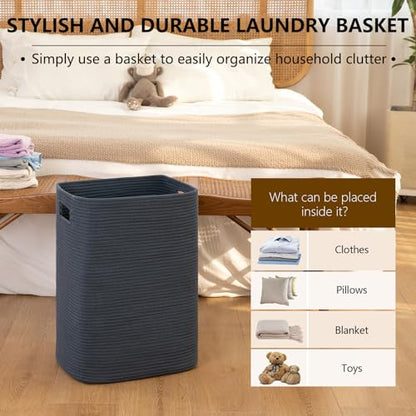 OIAHOMY Laundry Hamper Laundry Basket Cotton Rope Storage Baskets Blue - color: Blue