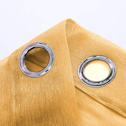 DONREN Gold Yellow Textured Sheer Luxury Look Curtains Privacy Protected Natural Light Through Drapes for Bedroom 52 W x 63 L Inch 2 Panels - color: Gold Yellow, size: 52"W x 63"L (Pack of 2)