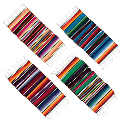 Mexican Table Runner 4 Pack, 14 x 84 in Serape Decor for Cinco de Mayo - style: 4Pack