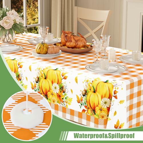 Smiry Disposable Rectangle Plastic 54 x 108 Inch Table Cloth 3 Pack - color: Thanksgiving Orange