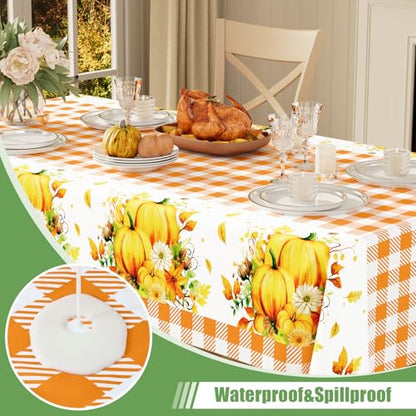Smiry Disposable Rectangle Plastic 54 x 108 Inch Table Cloth 3 Pack - color: Thanksgiving Orange