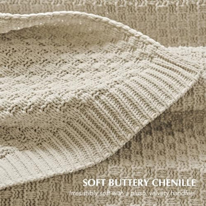 EVERGRACEHOME Chunky Chenille Knit Throw Blanket, Birch, 50" x 60" - color: Birch, size: 50" x 60"